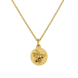 gold small flying bee coin necklace 