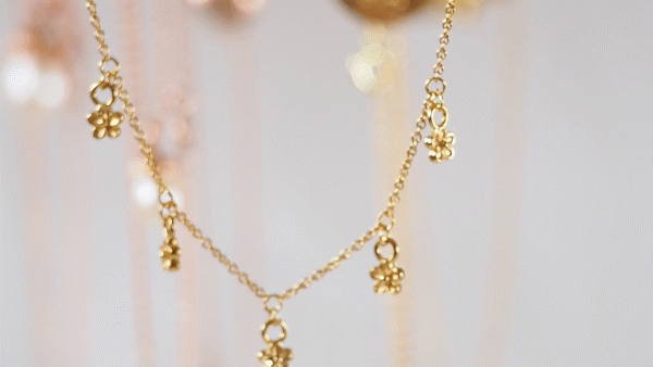 Gold vermeil tiny flower daisy chain necklace