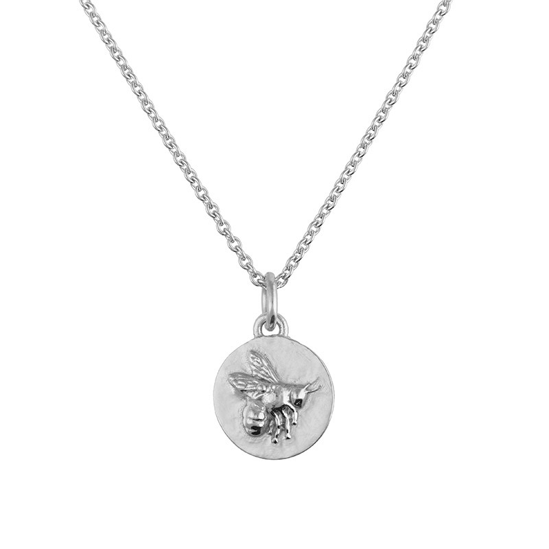 sterling silver tiny flying bee coin necklace