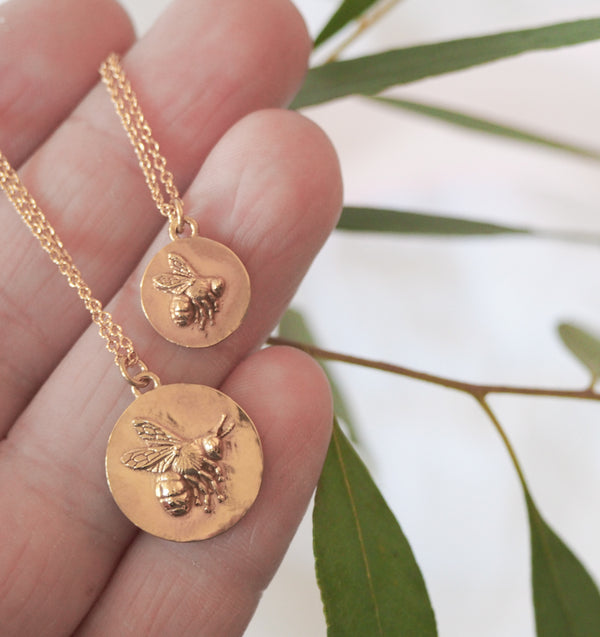 Gold Bumblebee Coin Necklace