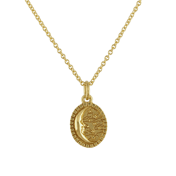 gold moon oval pendant