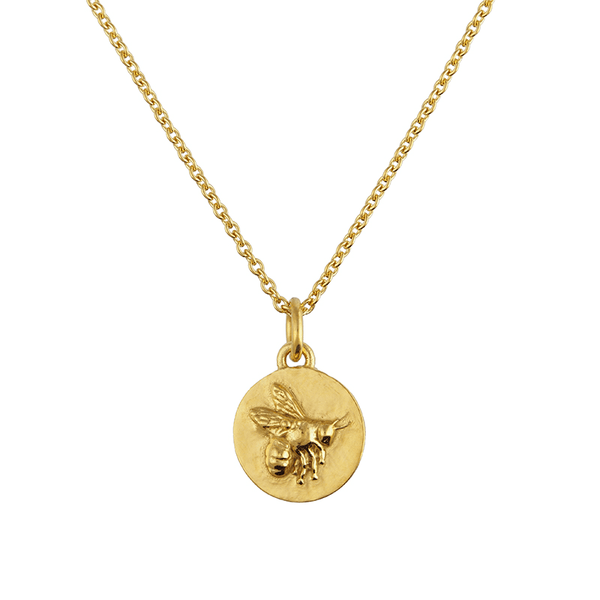 gold small flying bee coin necklace 