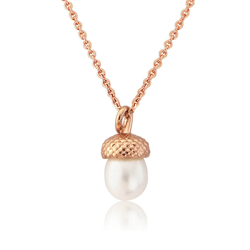 rose gold vermeil pearl acorn necklace
