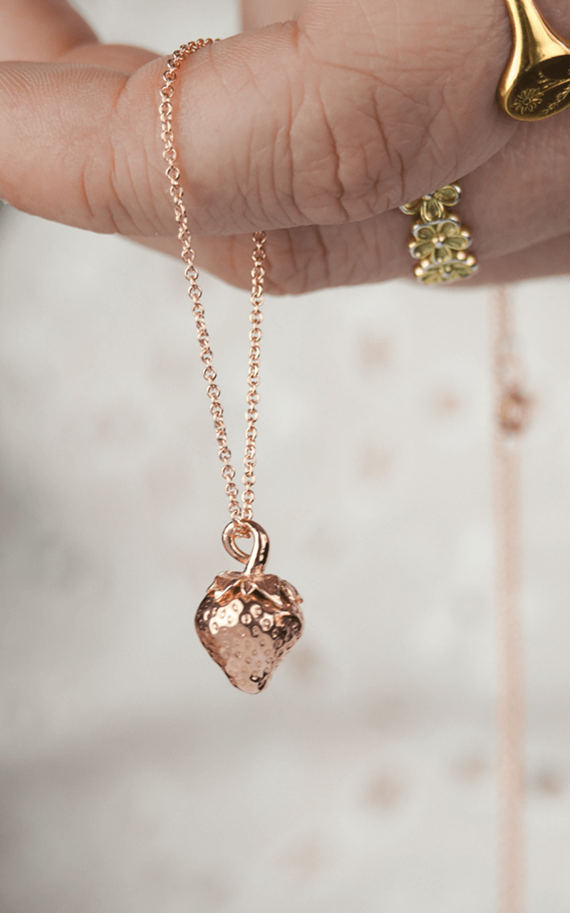rose gold strawberry necklace
