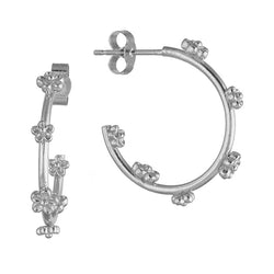 sterling silver small flower hoop earrings