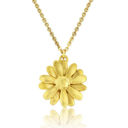 Yellow gold daisy pendant on a delicate trace chain