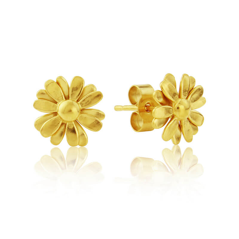 yellow gold daisy stud earrings