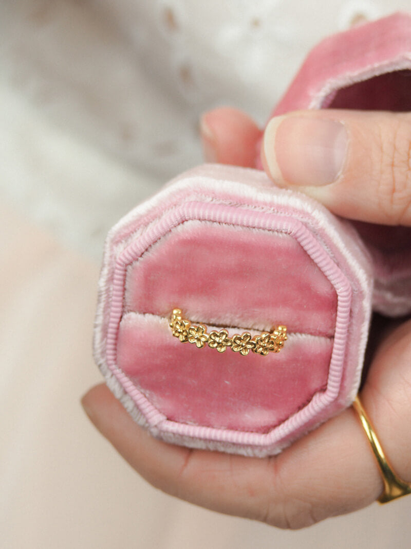 gold mini flower ring full eternity style ring