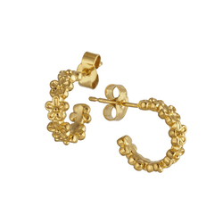 gold hoop earrings with tiny flowers