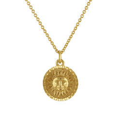 sun face coin pendant in gold